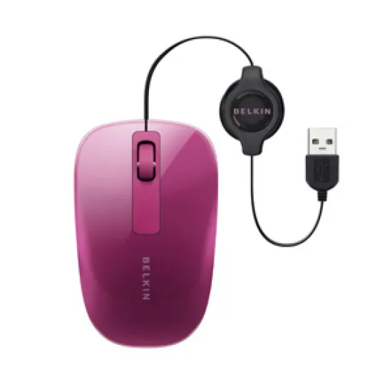 [F5l051QQFDP] Rato Belkin Retractable Comfort Mouse - Fúcsia